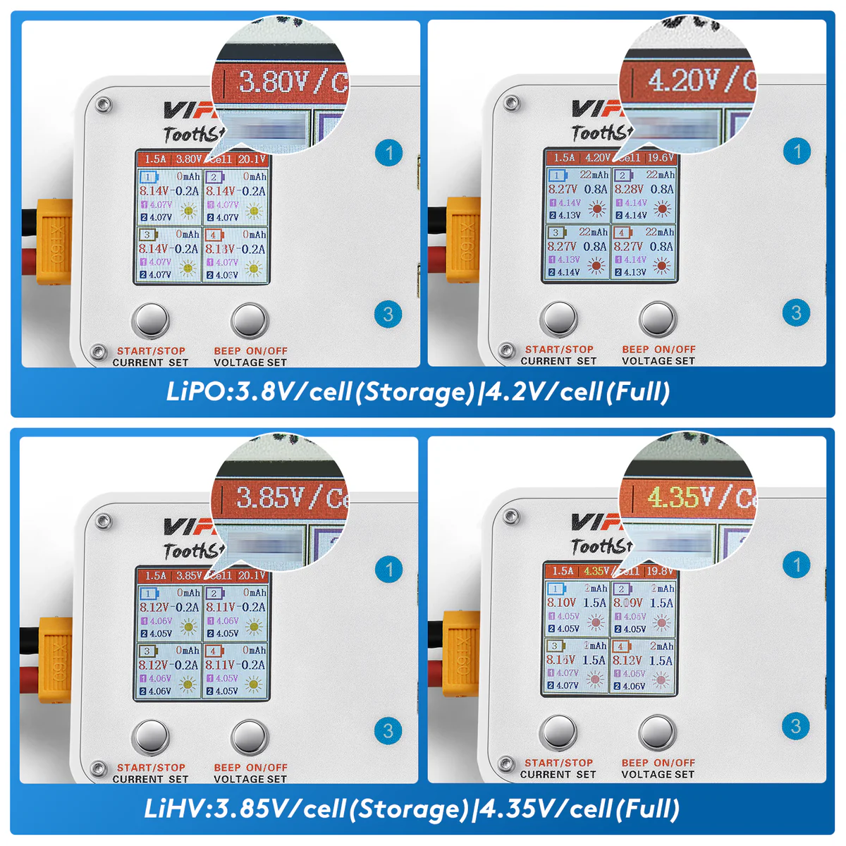 VIFLY ToothStor - 4 Port 2S Balance Charger with Storage Mode - Image 2