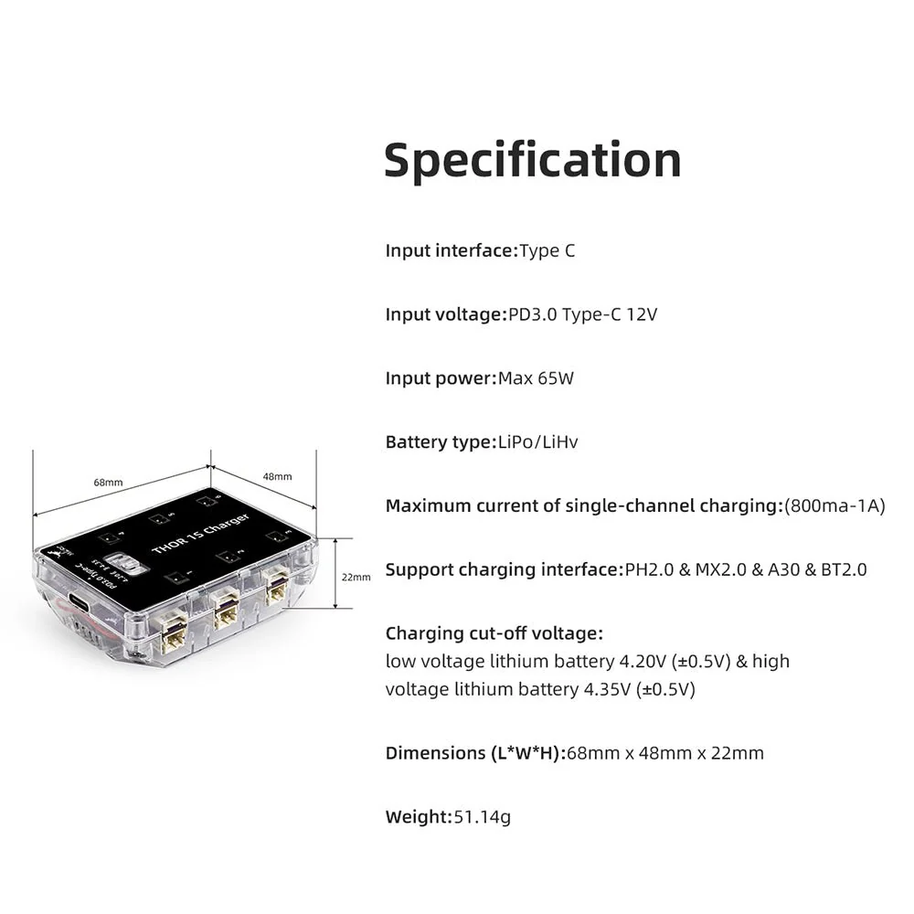HGLRC Thor 1S Charger V2 Racing Model FPV drone Lithium Battery 6-way Charging Board Charger - Image 7