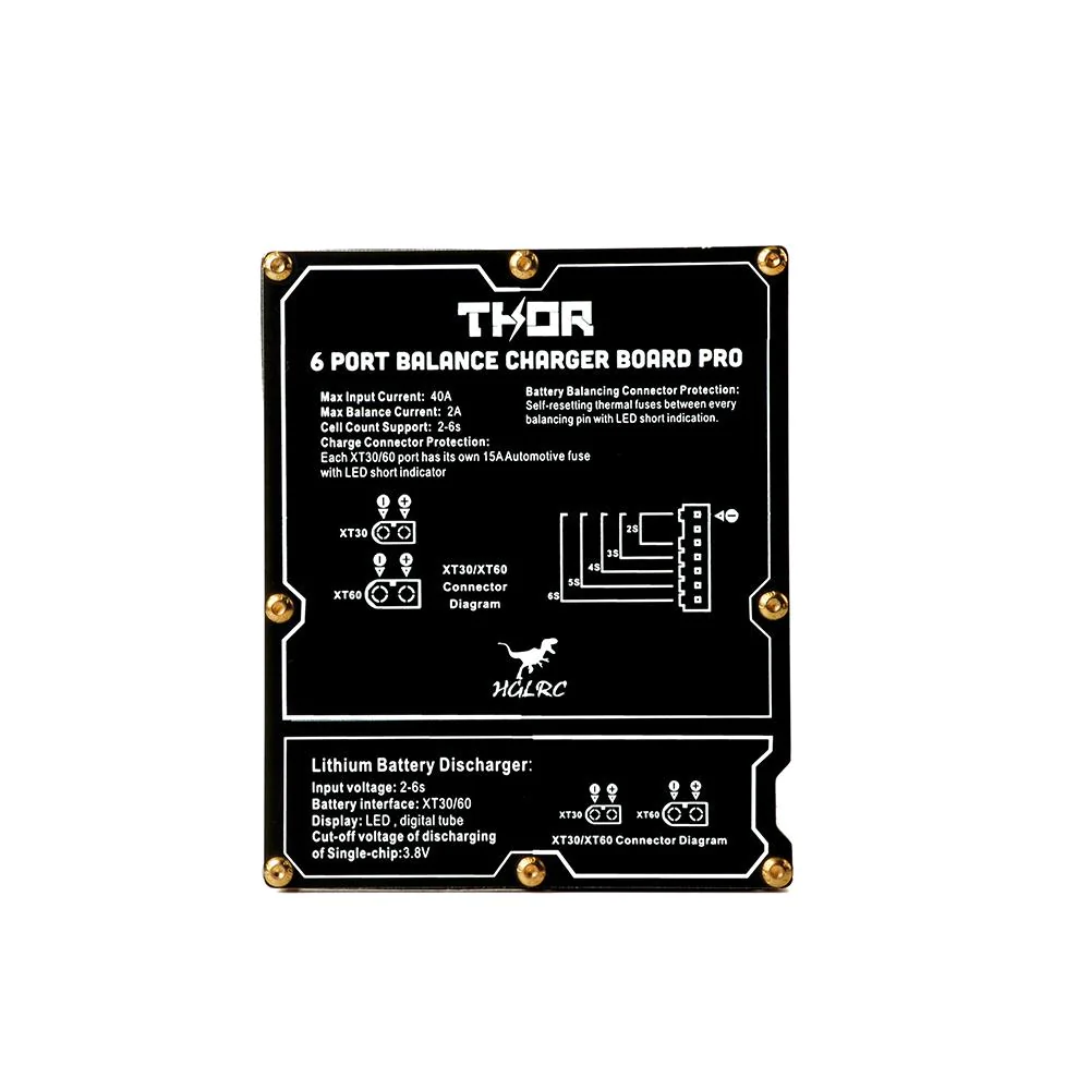 HGLRC Thor 6 Pro Lipo Battery Balance Charger Board Pro XT60 XT30 Plug 2-6S Lipo Discharger - Image 2