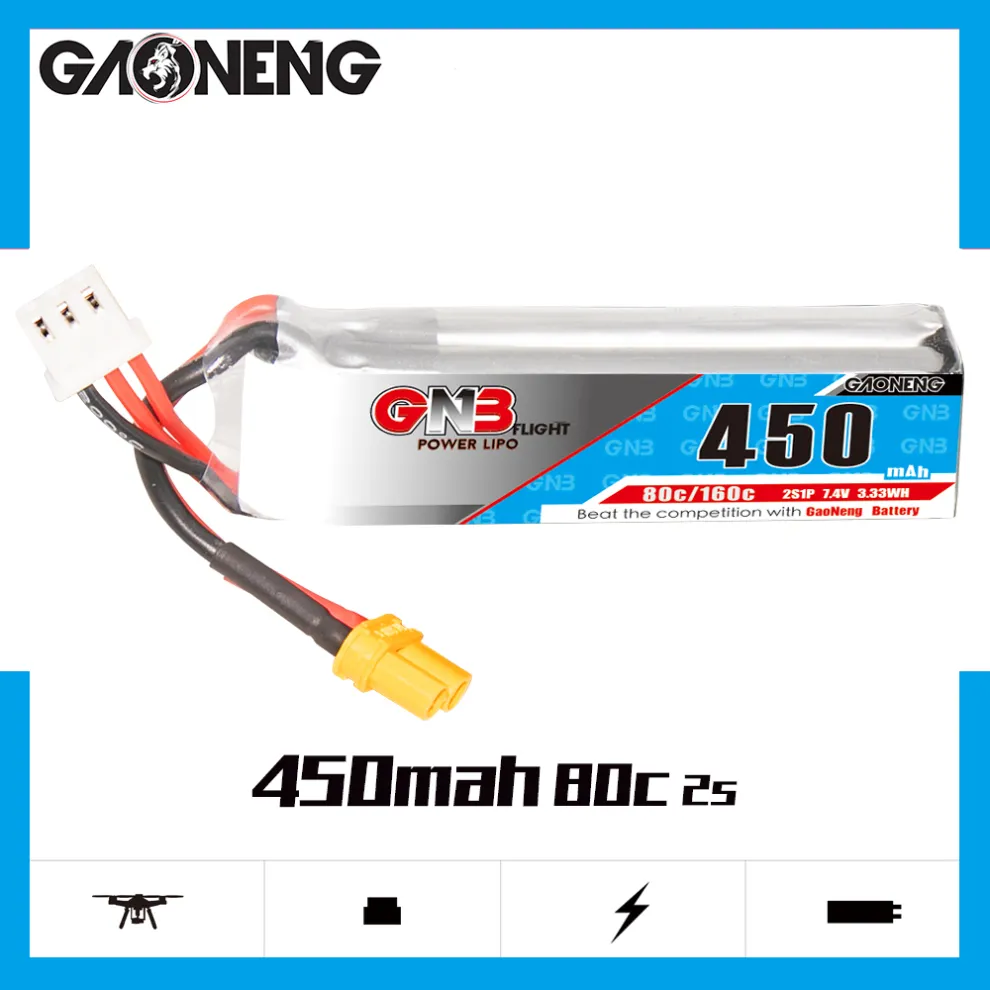 GAONENG GNB 2S 7.4V 450mAh 80C XT30 LiPo Battery Long Type - Image 4