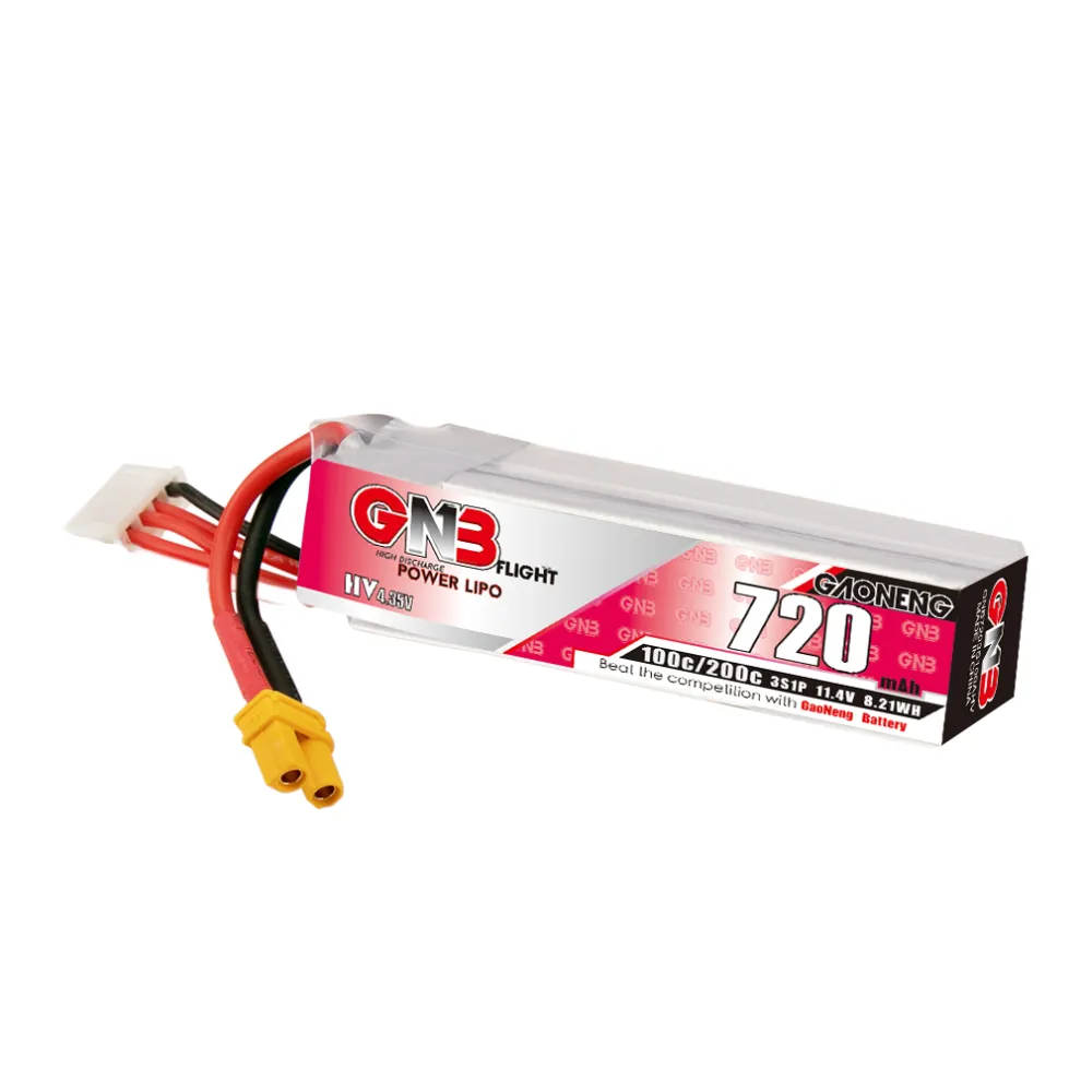 GAONENG GNB LiHV 3S 11.4V 720mAh 100C XT30 LiPo Battery - Image 2