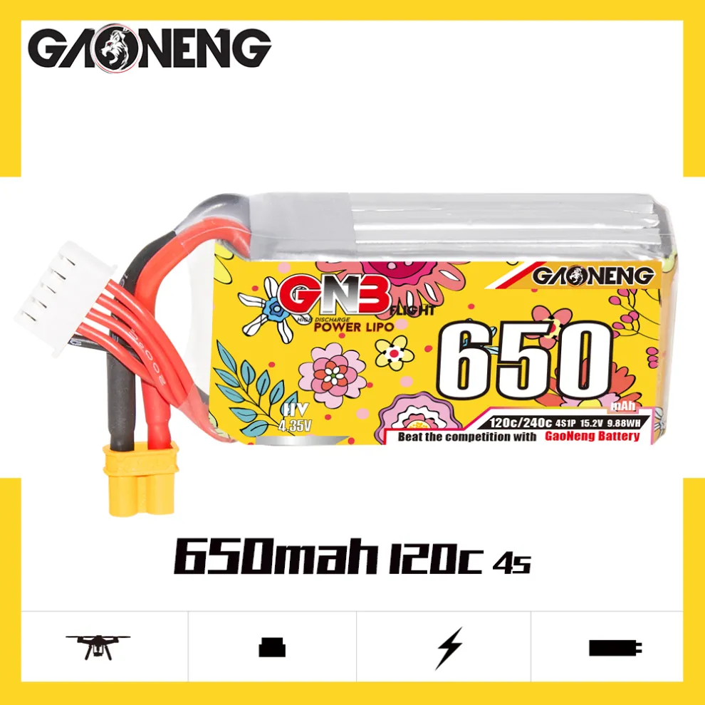 GAONENG GNB LiHV 4S 15.2V 650mAh 120C XT30 HV LiPo Battery - Image 3