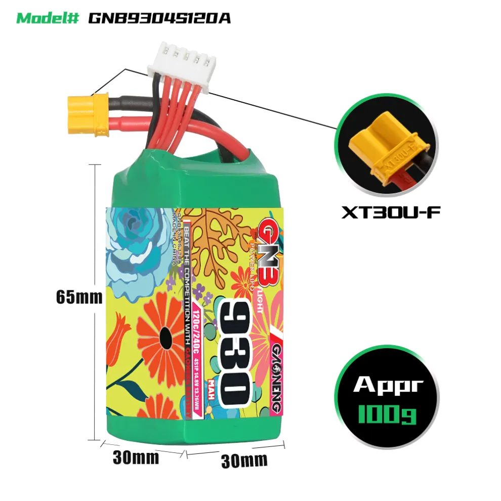 GNB 4S 14.8V 930mAh 120C XT30 LiPo Battery - Image 5