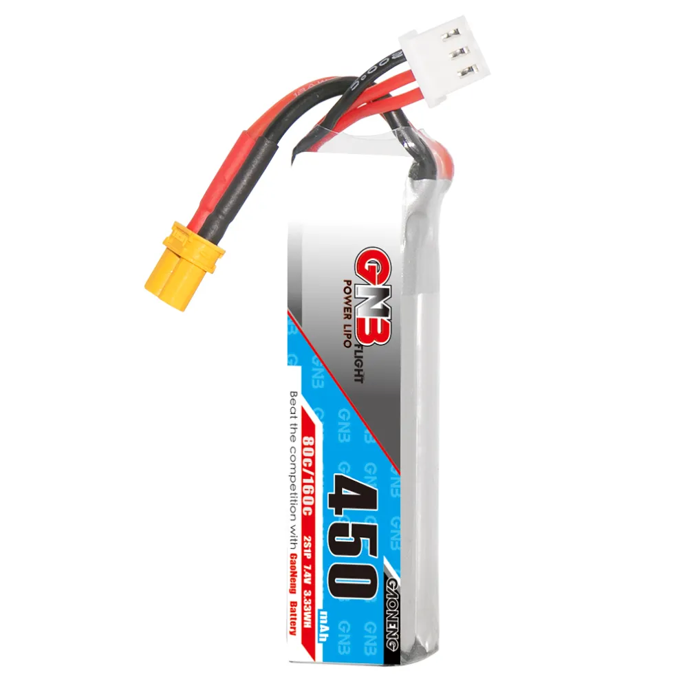 GAONENG GNB 2S 7.4V 450mAh 80C XT30 LiPo Battery Long Type