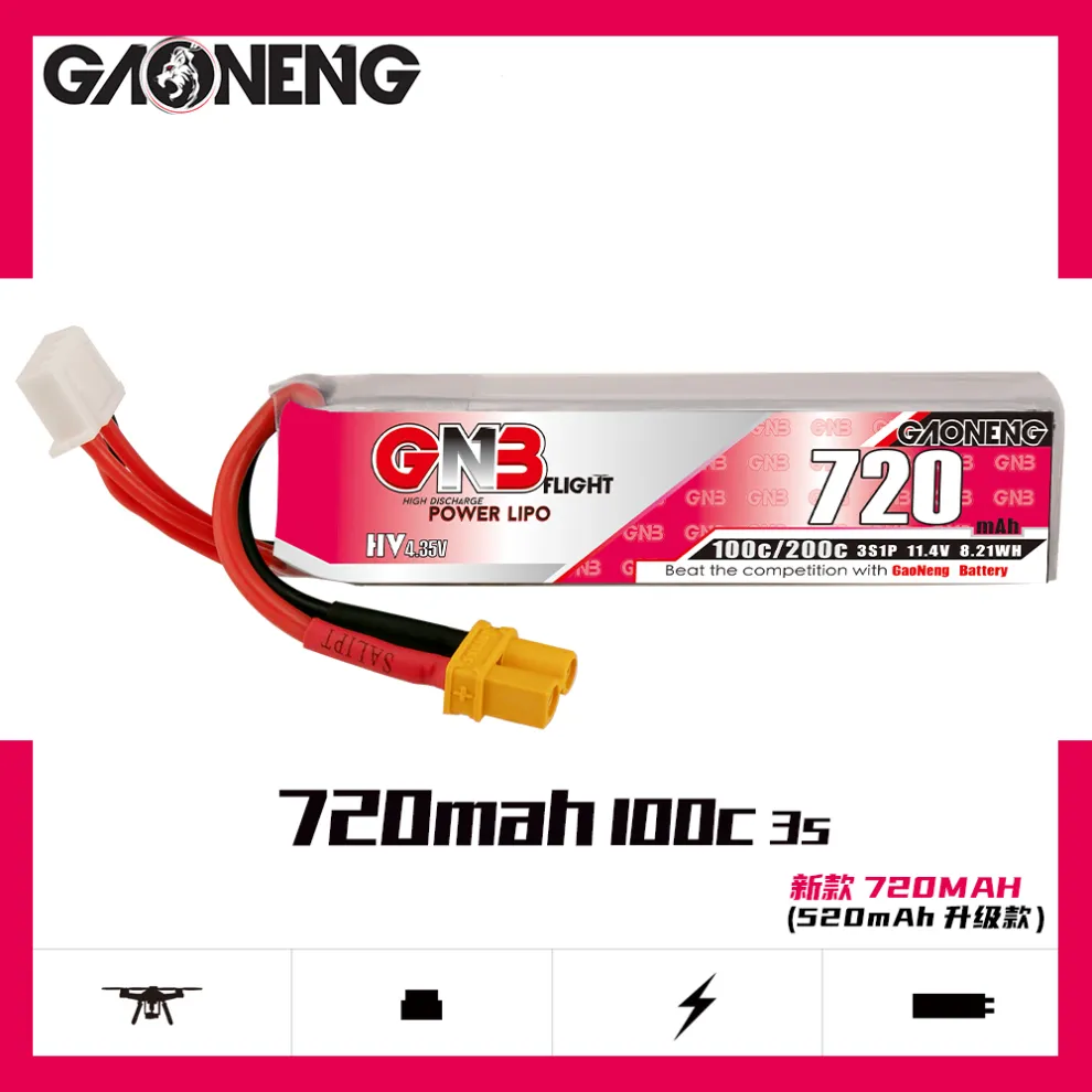 GAONENG GNB LiHV 3S 11.4V 720mAh 100C XT30 LiPo Battery - Image 5