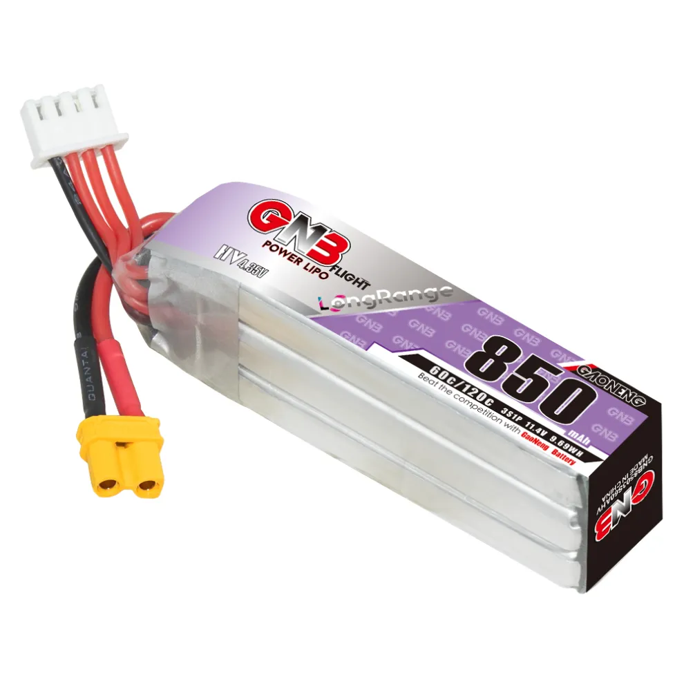 GAONENG GNB LiHV 3S 11.4V 850mAh 60C XT30 LiPo Battery Long Range - Image 2