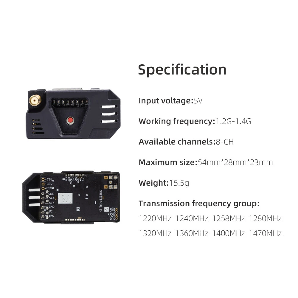HGLRC RC ZEUS 1.2Ghz 4.5W VTX 8CH 25mW 800mW Switchable 1.2G 8Ch VRX FPV System - Image 7