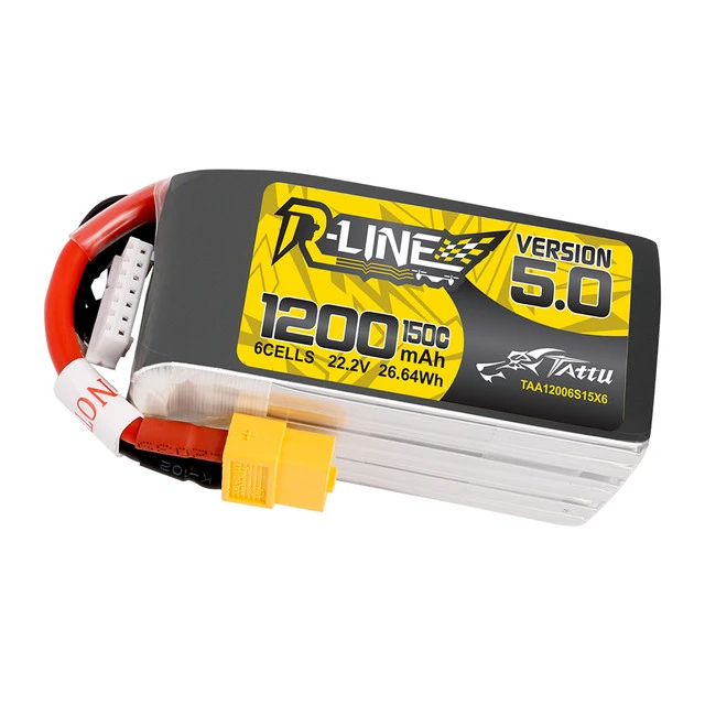 Tattu R-Line Version 5.0 1200mAh 6S 150C 22.2V Lipo Battery Pack with XT60 Plug - Image 2